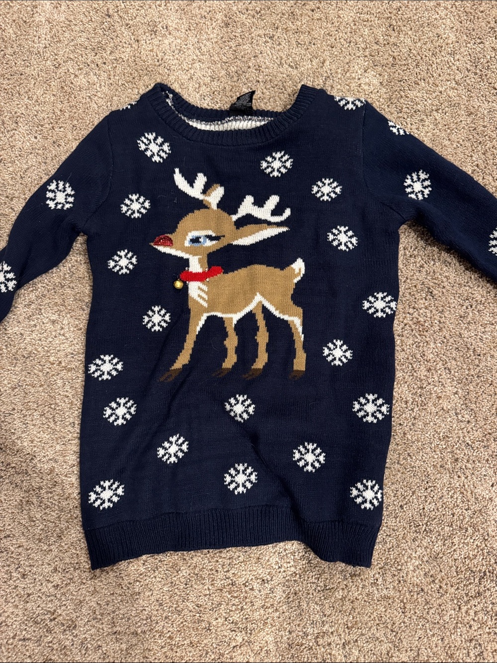 Navy Reindeer Holiday Sweater Top